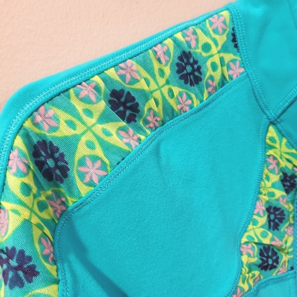 Ivivva Lululemon Girl Blue Floral Mesh Perfect Your Practice Full Zip Jacket 14 - Picture 3 of 6